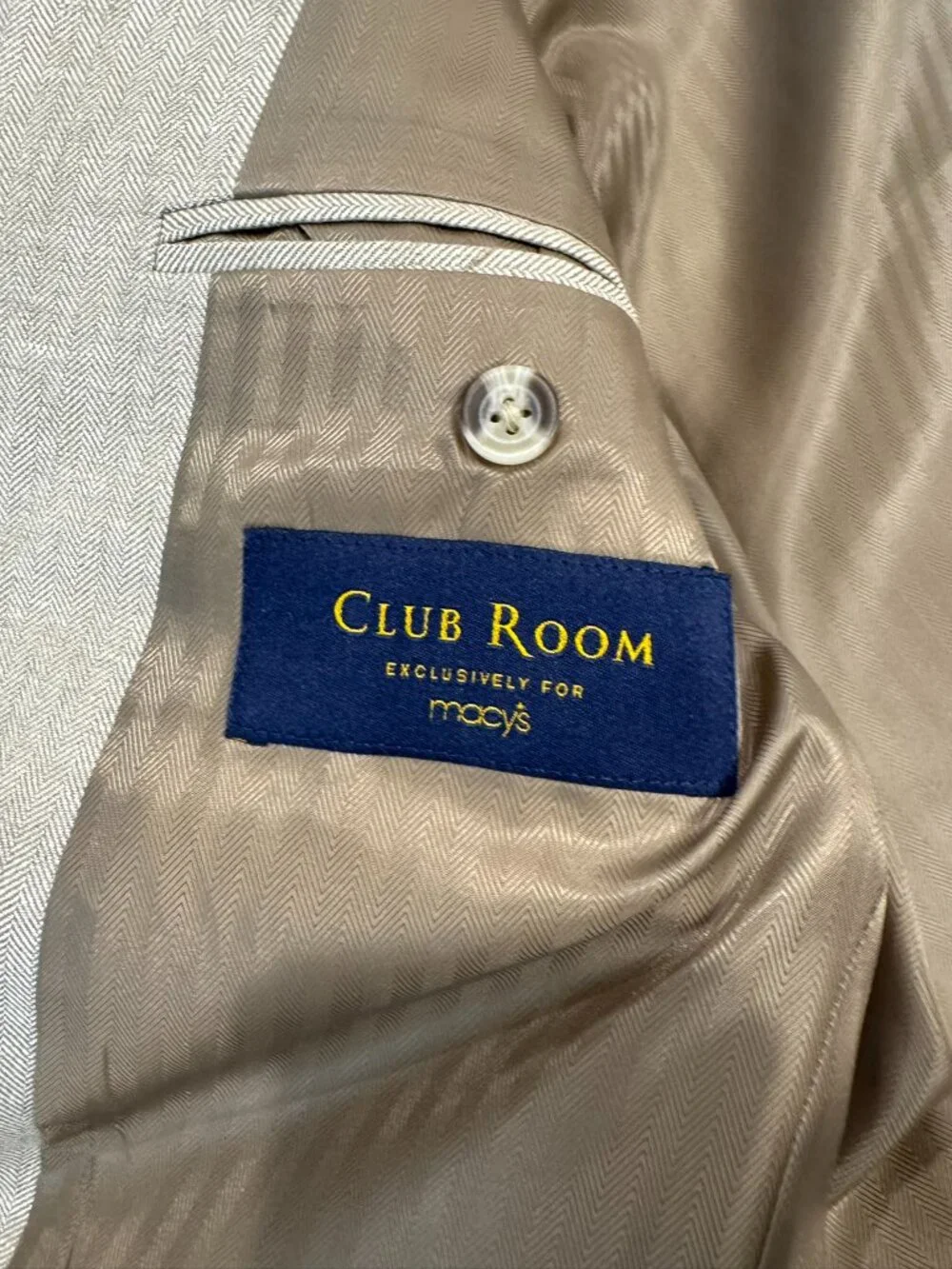 Club Room For Macy's Beige Linen Men's 2-Button Blazer Size 38 Short K16